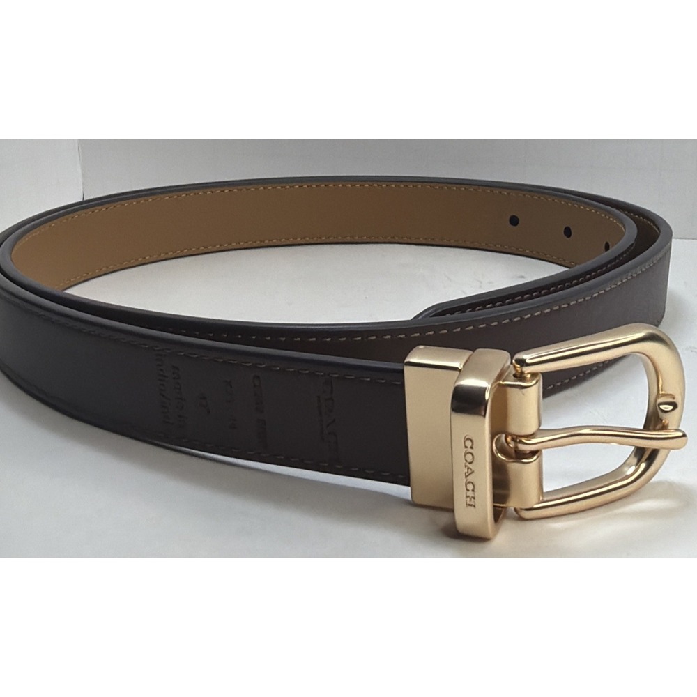 NEW Coach CF269 Reversible Calf Leather Belt Brown Gold Buckle Size 42